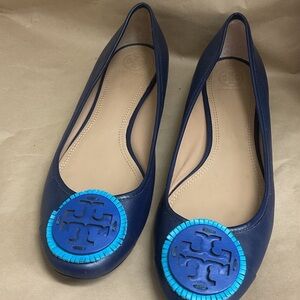 Tory Burch Miller Ballet Flats Navy and Sky Blue Flats